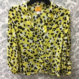 Size 16 Ruby Rd. Yellow leopard print blouse